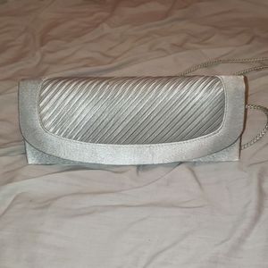 Silver Shoulder Clutch Bag